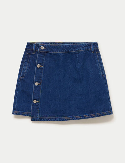 Jupe droite courte en jean denim double stone femme