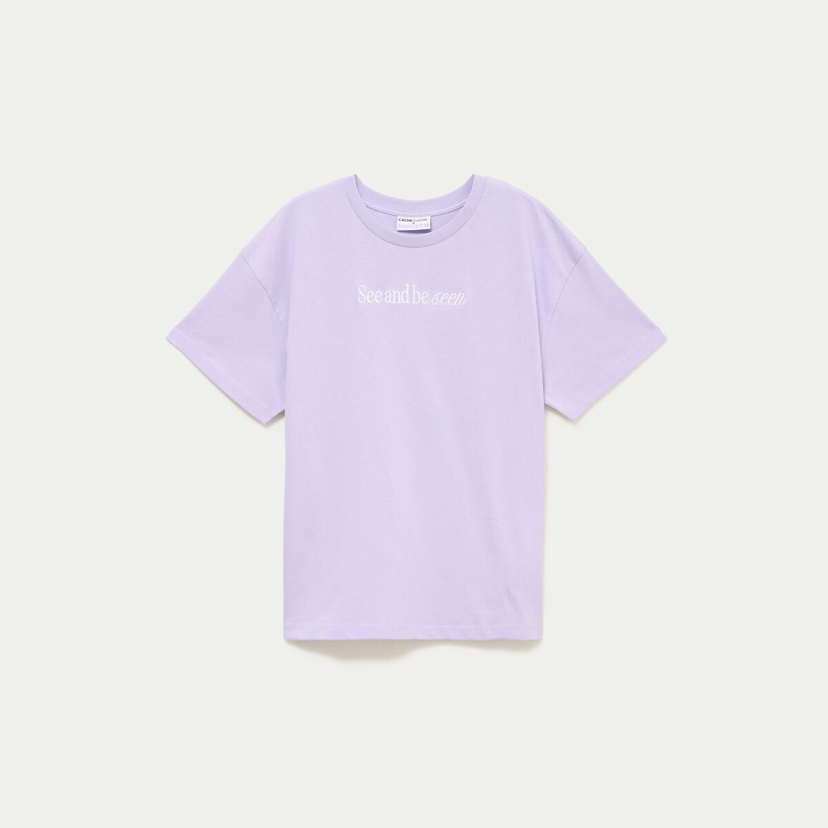 T-shirt oversize brod&eacute; Bridgerton parme femme