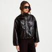 Veste oversize cropped similicuir noir femme