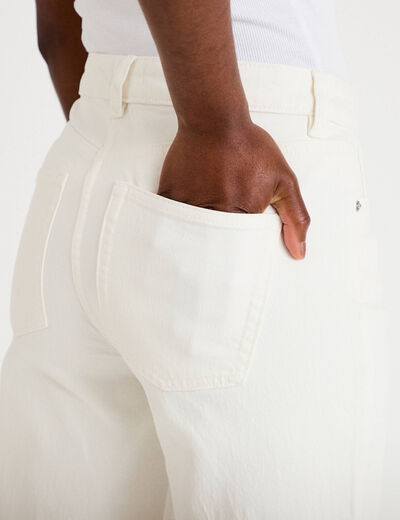 Jeans wide leg taille haute denim blanc femme
