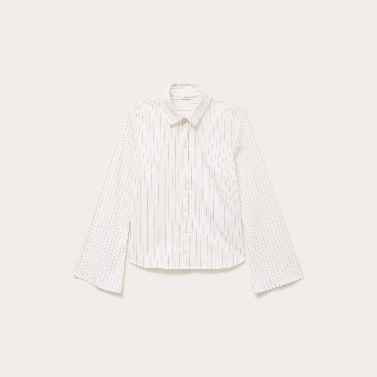 Chemise cintr&eacute;e manches longues blanc femme