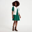 Robe courte &eacute;vas&eacute;e col am&eacute;ricain vert fonc&eacute; femme