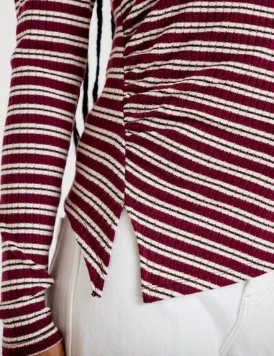 Top ajust&eacute; manches longues col rond rouge femme