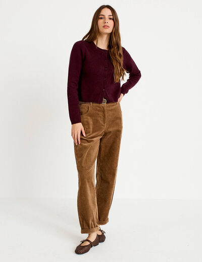 Pantalon barrel ceinture amovible taupe femme