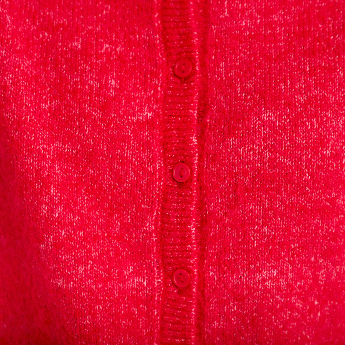 Gilet col rond manches longues rouge femme
