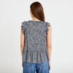 Blouse sans manches col v bleu femme