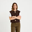 Gilet sans manches effet polaire marron fonc&eacute; femme