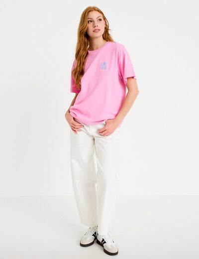 Jean barrel cropped taille standard denim blanc femme