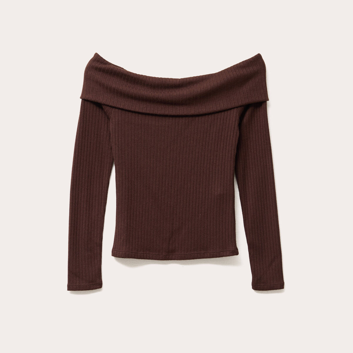 T-shirt manches longues marron fonc&eacute; femme