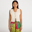 Gilet sans manches col v macram&eacute; ecru femme