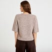 Gilet duveteux manches 3/4 taupe femme