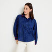 Chemise droite vichy col claudine bleu electrique femme