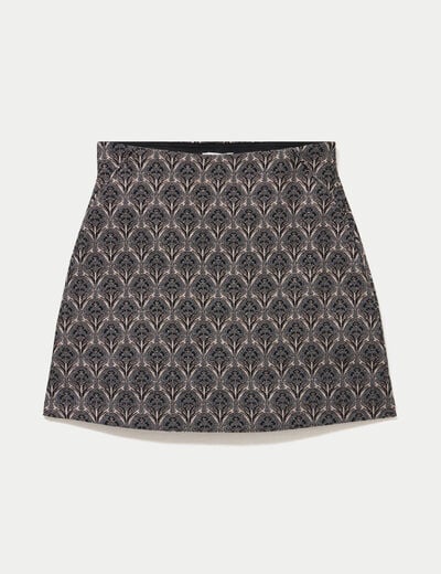 Jupe-short trap&egrave;ze courte stretch gris femme