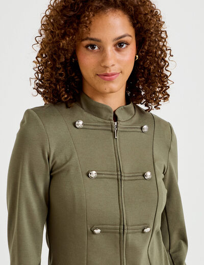 Veste ajust&eacute;e manches longues vert kaki femme