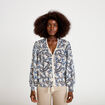 Blouse ample col v manches longues blanc femme
