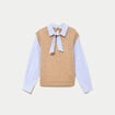 Pull fin 2-en-1 manches longues beige femme