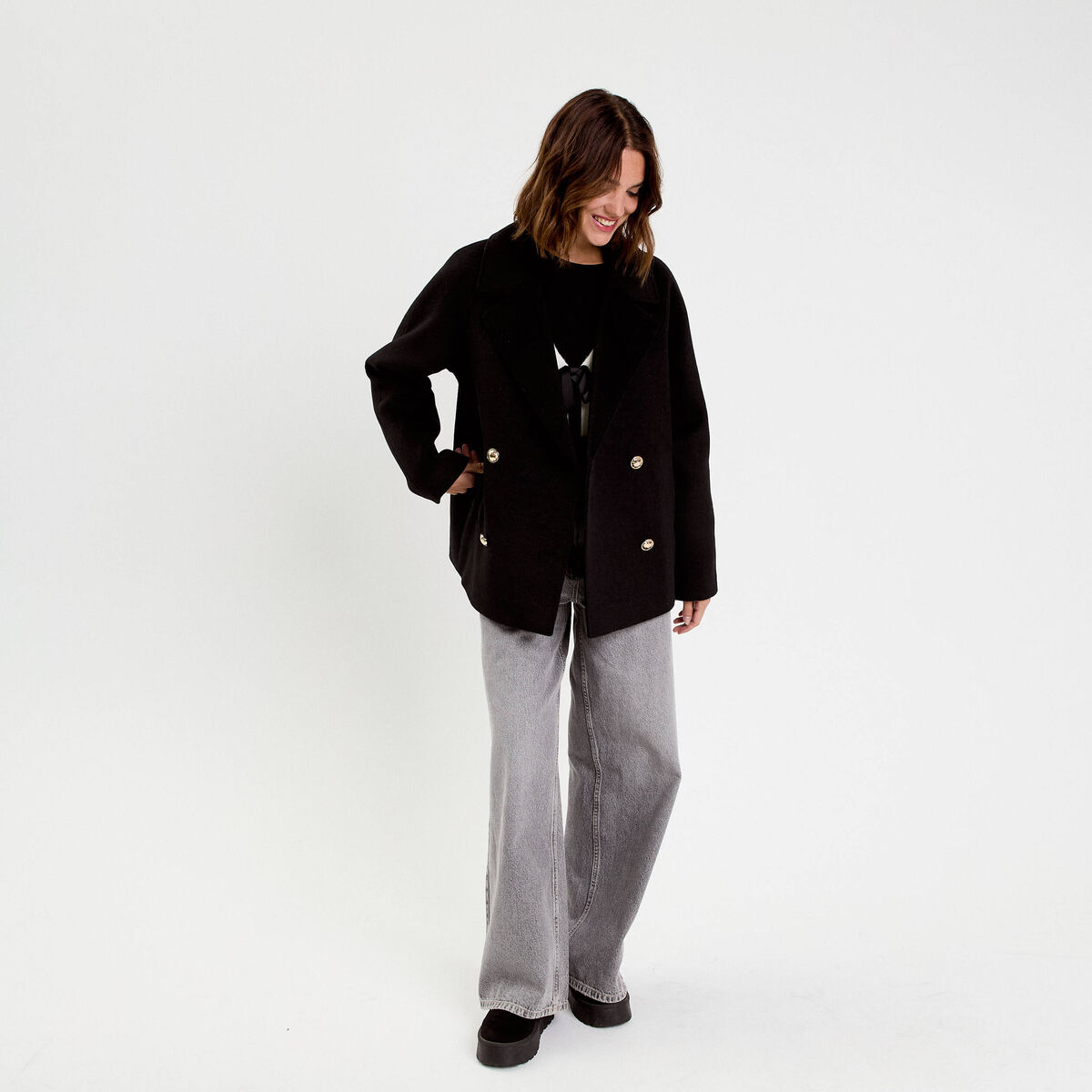 Gilet nou&eacute; ecru femme