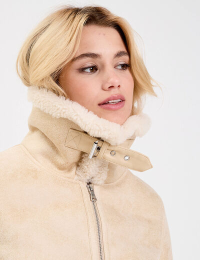 Blouson simili cuir sable femme