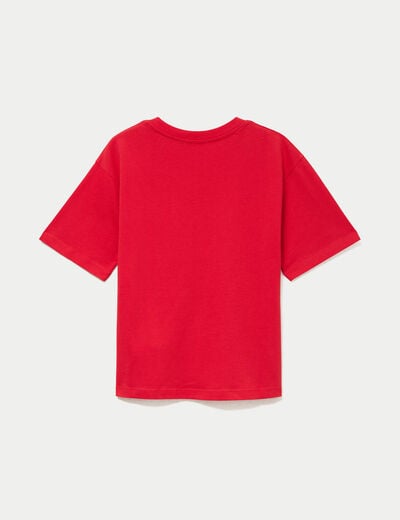 T-shirt col v manches courtes rouge femme
