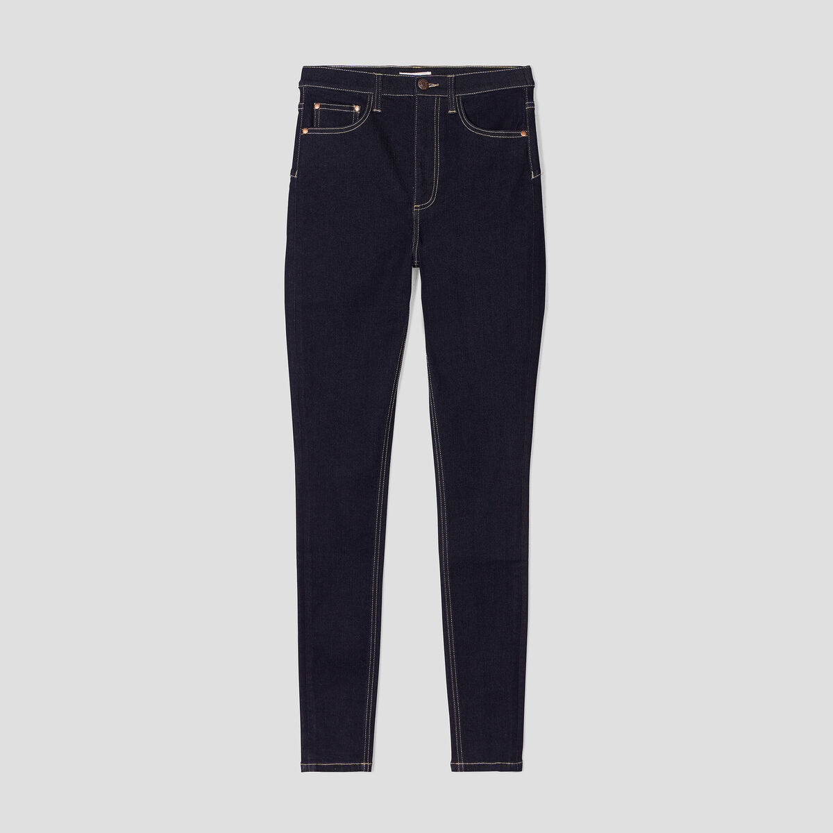 Jeans skinny taille &eacute;lastiqu&eacute;e denim brut femme