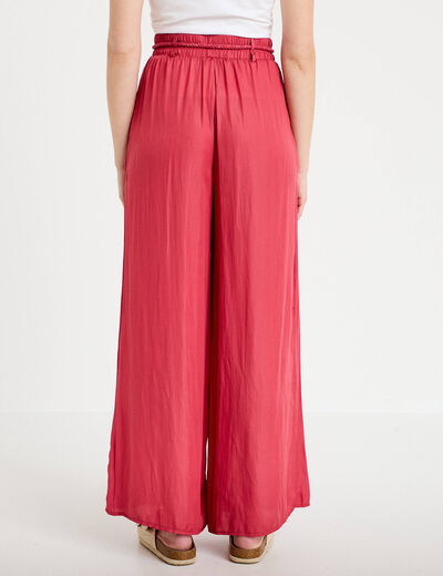 Pantalon large taille standard rose framboise femme