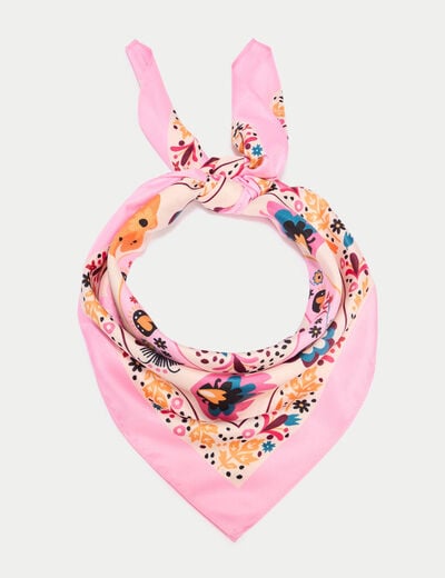 Foulard satin&eacute; soyeux rose clair femme