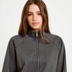 Veste effet boule col montant tweed noir femme