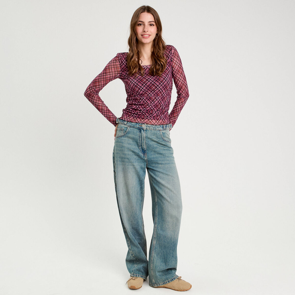 T-shirt manches longues rouge cerise femme