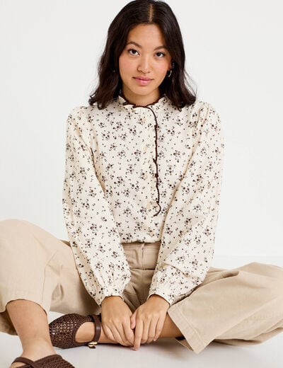 Chemise droite manches longues multicolore femme