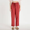 Pantalon droit 7/8&egrave;me taille haute vieux rose femme
