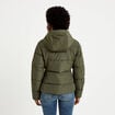 Doudoune cintr&eacute;e &agrave; capuche vert kaki femme