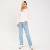 Pull oversize col avec noeud ecru femme