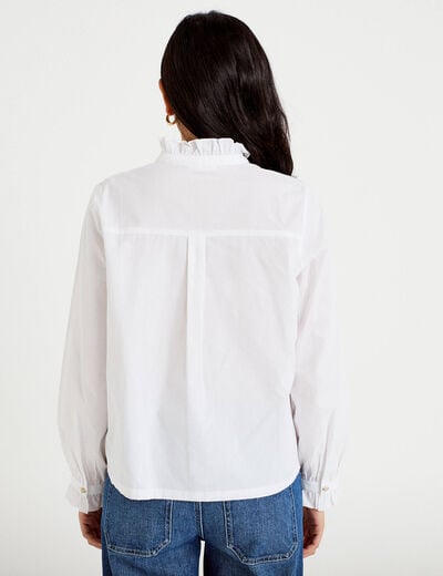 Chemise droite manches longues ecru femme