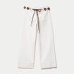 Jean wide leg cropped ceinture amovible denim blanc femme