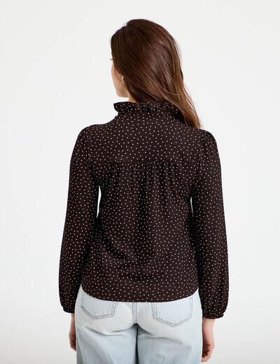 Blouse manches longues marron fonc&eacute; femme
