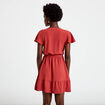 Robe courte &eacute;vas&eacute;e col v manches courtes vieux rose femme