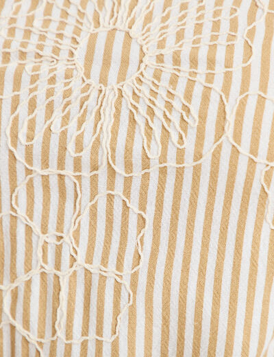 Robe droite 3/4 col v fines bretelles beige moyen femme
