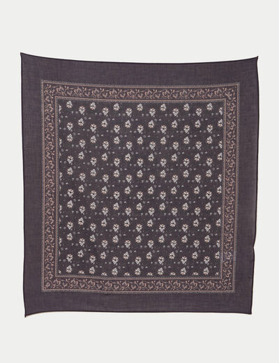 Foulard satin&eacute; soyeux bleu marine femme