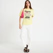 T-shirt oversize manches courtes jaune pastel femme