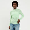 T-shirt dentelle manches longues vert pastel femme