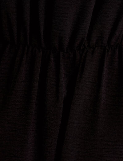 Robe courte &eacute;vas&eacute;e col v manches longues noir femme