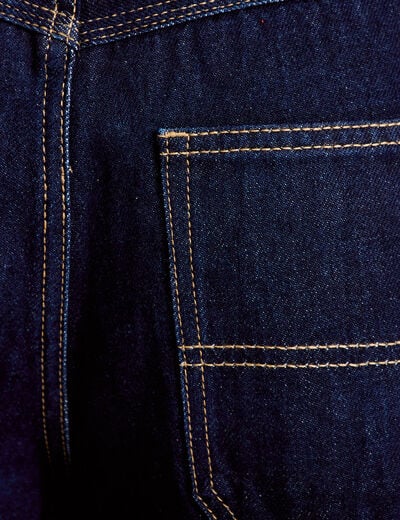 Jean barrel long en coton denim brut femme