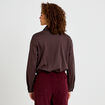 Veste cropped bas resserr&eacute; marron fonc&eacute; femme