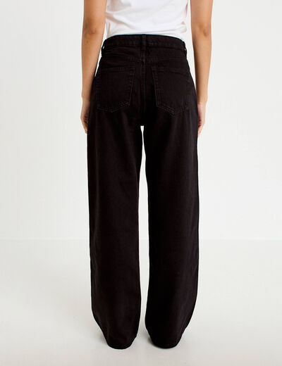 Jeans wide leg taille haute denim noir femme