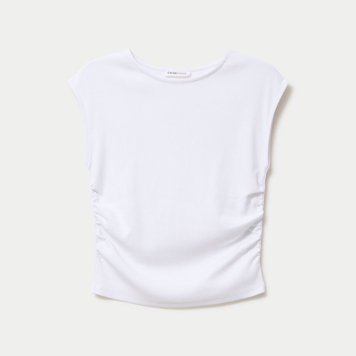 D&eacute;bardeur ajust&eacute; col rond blanc femme