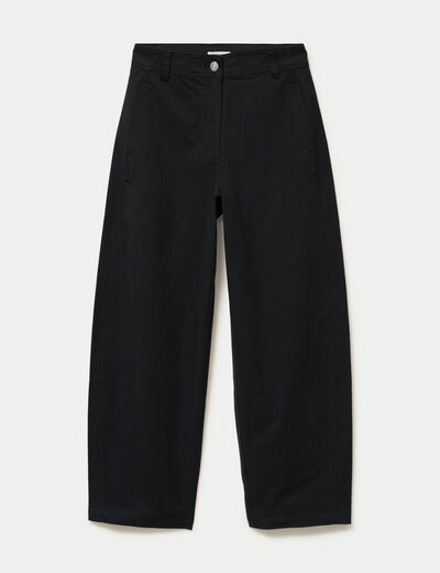 Pantalon chino coupe barrel noir femme