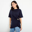 T-shirt &agrave; fronces avec bijou bleu marine femme