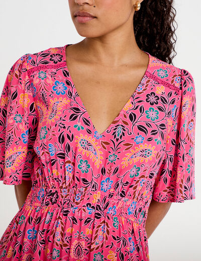Robe &eacute;vas&eacute;e rose femme