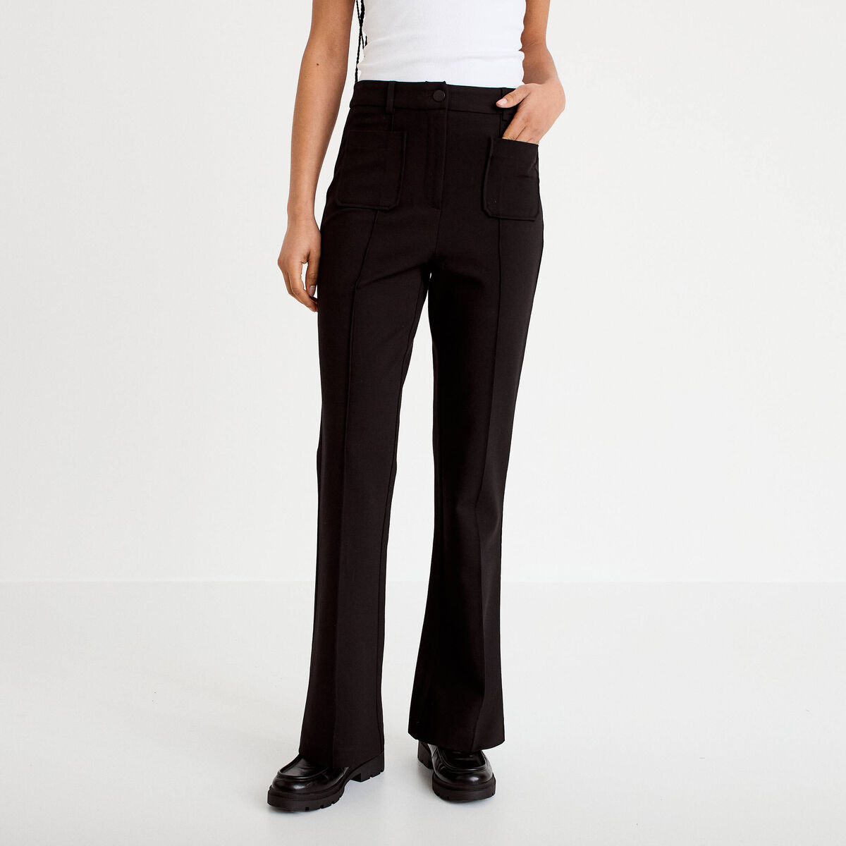 Pantalon bootcut taille standard noir femme