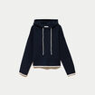 Pull &agrave; capuche bleu marine femme